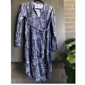 Blue and white dress, maternity